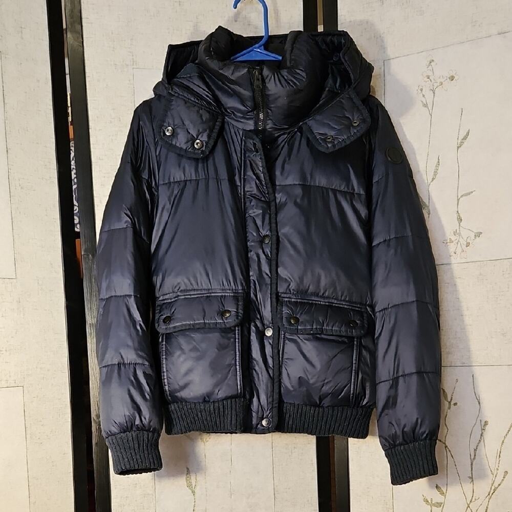 Abercrombie & Fitch Blue Quilted Puffer Jacket with Hood